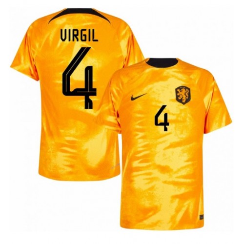 Moški Nogometni dresi Nizozemska Virgil van Dijk #4 Domači SP 2022 Kratek Rokav